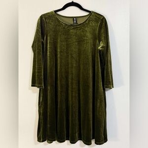 Agnes & Dora Olive Velvet Long Sleeve Tunic/Dress